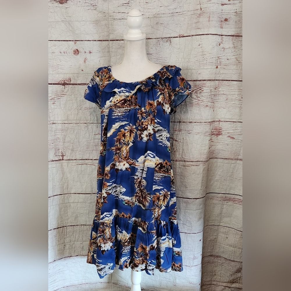 Vintage Hilo Hattie Palm Tree Tropical Hawaiian Dress Size Medium